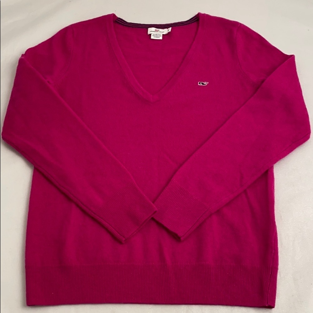 Vineyard Vines magenta v-neck sweater M - Picture 5 of 10